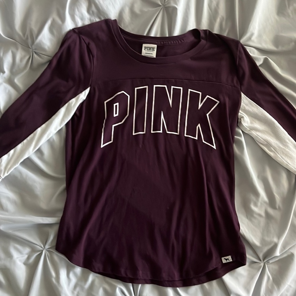 VS PINK: Women’s S 3/4 sleeve top | maroon/burgundy
